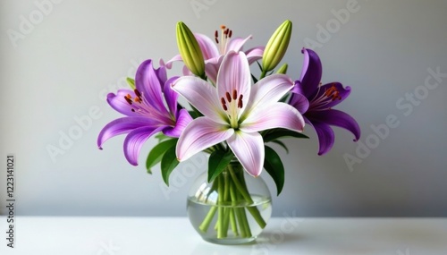 Wallpaper Mural Purple violet and white lily arrangement in a elegant vase, centerpiece, blooms Torontodigital.ca