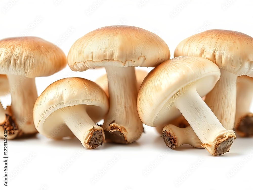 Fresh Champignon Mushrooms - Vibrant White Background - High Resolution Food Photography Fresh Champignon Mushrooms - Vibrant White Background - High Resolution Food Photography