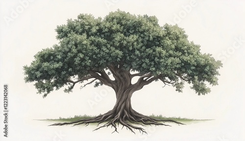 Wallpaper Mural Elegance of an oak tree showcasing its majestic branches and roots in a serene nature setting Torontodigital.ca