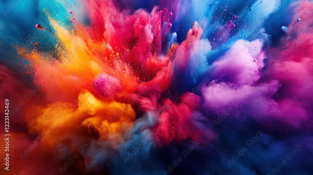 A vibrant explosion of colorful powders creating a dynamic and artistic visual display. A vibrant explosion of colorful powders creating a dynamic and artistic visual display.