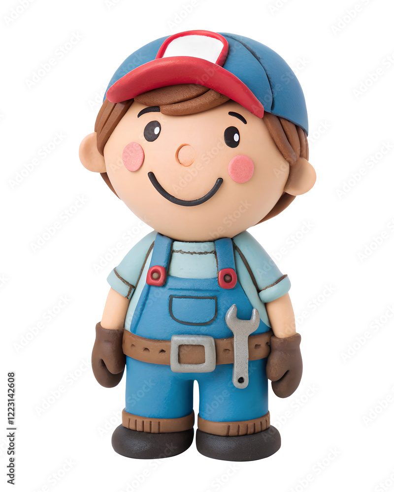 a clay Cute, Auto Body Technician, happy and smile, isolated on a transparent background a clay Cute, Auto Body Technician, happy and smile, isolated on a transparent background