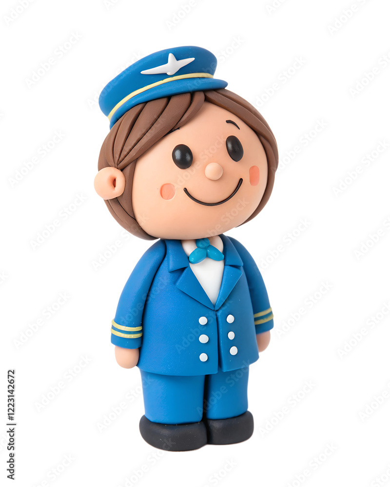a clay Cute, Flight Attendant, happy and smile, isolated on a transparent background a clay Cute, Flight Attendant, happy and smile, isolated on a transparent background