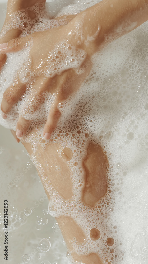 Luxurious Bath with Foaming Skincare for Moisturizing and Relaxation. Cosmetics photo, beauty industry advertising photo. Luxurious Bath with Foaming Skincare for Moisturizing and Relaxation. Cosmetics photo, beauty industry advertising photo.