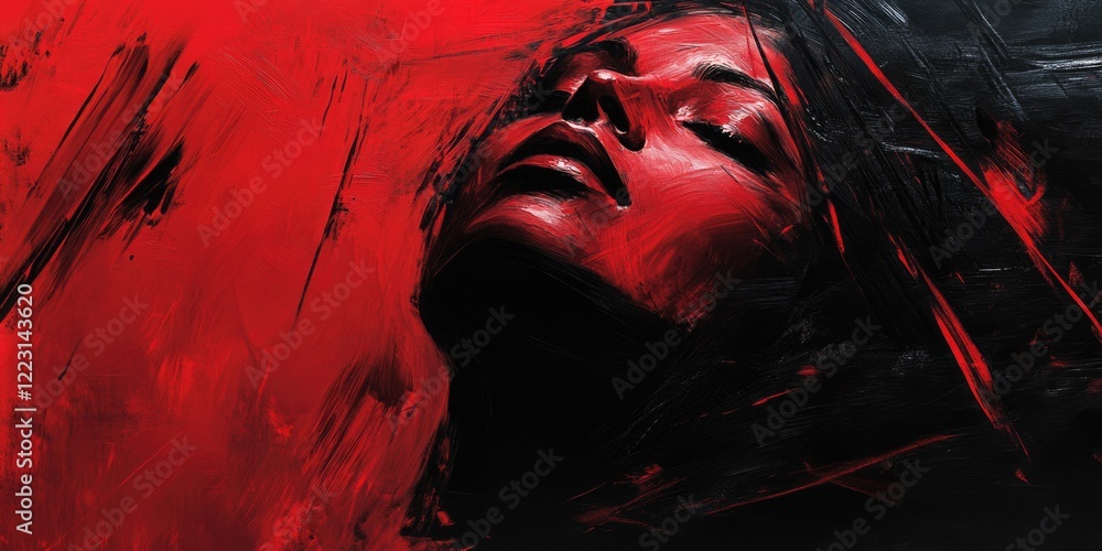 Woman's Face with Red Paint Woman's Face with Red Paint