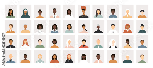 Icons of different people. Modern design.	