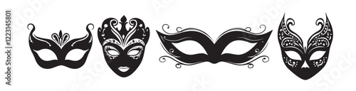 Silhouette Carnival mask icon. 