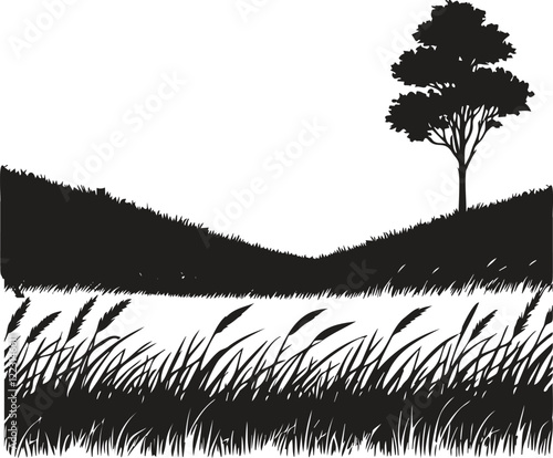 grassland landscape isolated vector