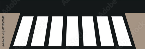 Pedestrian crossing icon. Crosswalk icon. Pedestrian crossing icon. Zebra crossing. Vector illustration, side high view vector of a Pedestrian crossing in a street, white zebras on asphalt road, eps10