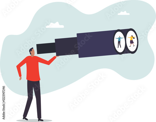 Searching for candidate, HR Human Resources find people to fill in job vacancy, finding customer or career opportunity.business concept.flat character.