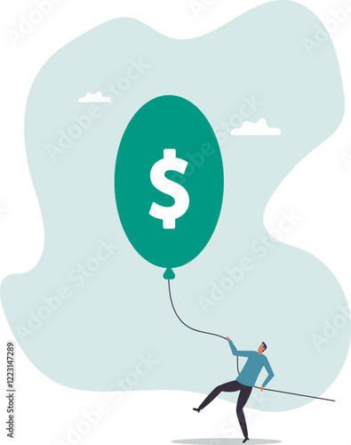 FED, Federal Reserve try to tame inflation down by interest rate hike, economic risk or investment bubble.business concept.flat character.