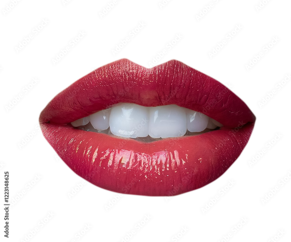 Sexy female lips with red lipstick isolated on white Sexy female lips with red lipstick isolated on white