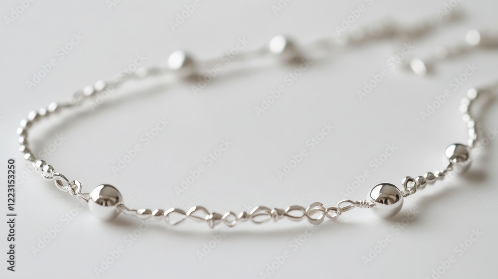 Elegant Silver Beaded Bracelet with Twisted Chain Design Elegant Silver Beaded Bracelet with Twisted Chain Design