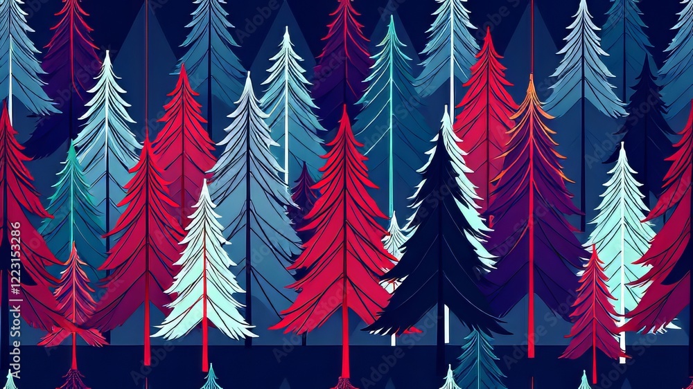 Minimalist Christmas Abstract Trees Seamless Pattern Minimalist Christmas Abstract Trees Seamless Pattern