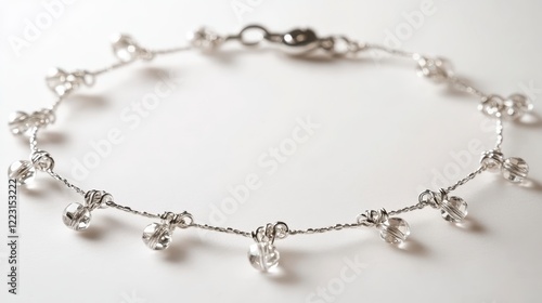 Wallpaper Mural Elegant Silver Anklet with Clear Quartz Crystals Delicate Wire Wrapped Beads Boho Chic Jewelry Torontodigital.ca