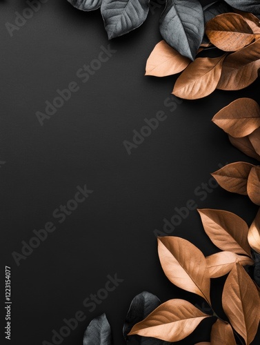 Leaves Border on Black Background