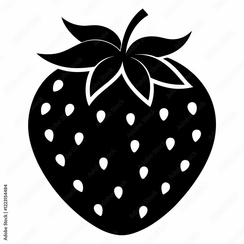 Strawberry Shape Silhouette in Vector Format Strawberry Shape Silhouette in Vector Format