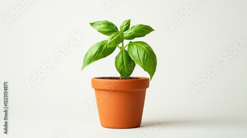 Wallpaper Mural Fresh Basil Plant in Terracotta Pot Vibrant Green Leaves Home Gardening Torontodigital.ca