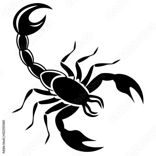 Cute Silhouette of a Scorpion line art vector cartoon illustration photo