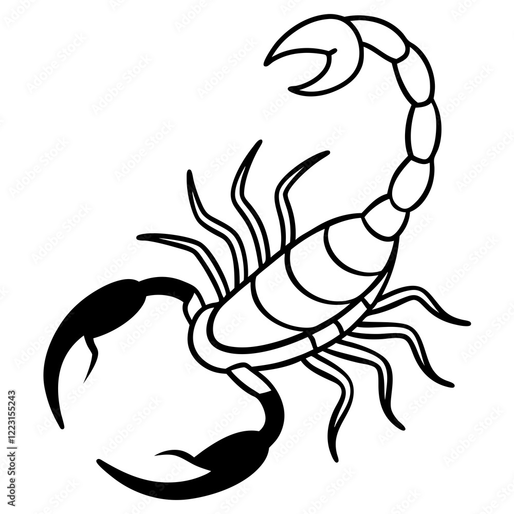 Cute Silhouette of a Scorpion line art vector cartoon illustration Cute Silhouette of a Scorpion line art vector cartoon illustration