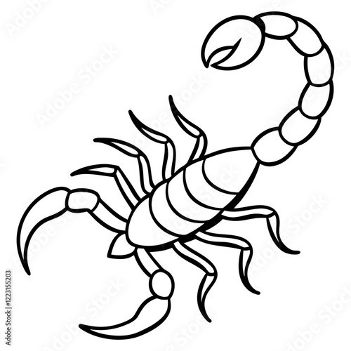 Cute Silhouette of a Scorpion line art vector cartoon illustration