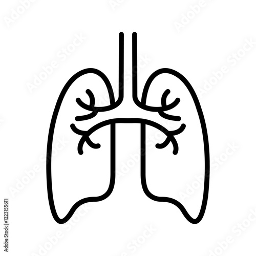 Lungs thin line icon, anatomy and biology, pulmonology sign, vector graphics, a linear pattern on a white background, eps 10