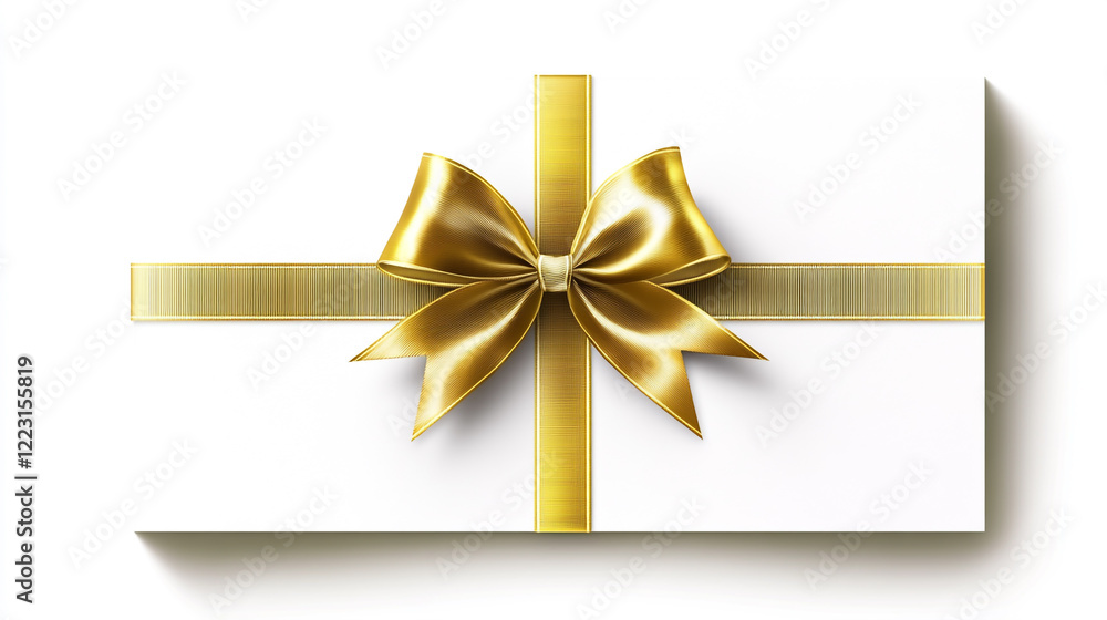Gift box with golden ribbon on a plain background ready for special occasion Gift box with golden ribbon on a plain background ready for special occasion