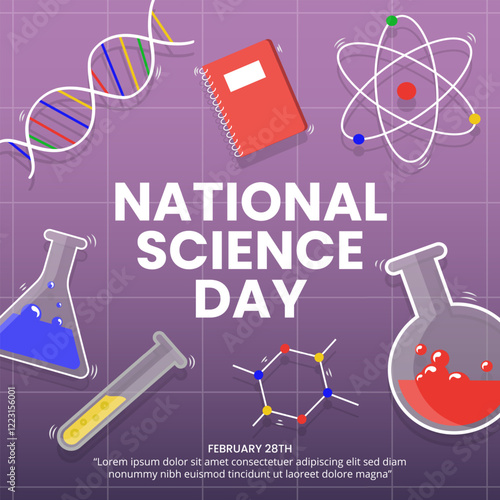 National Science Day background with science ornaments