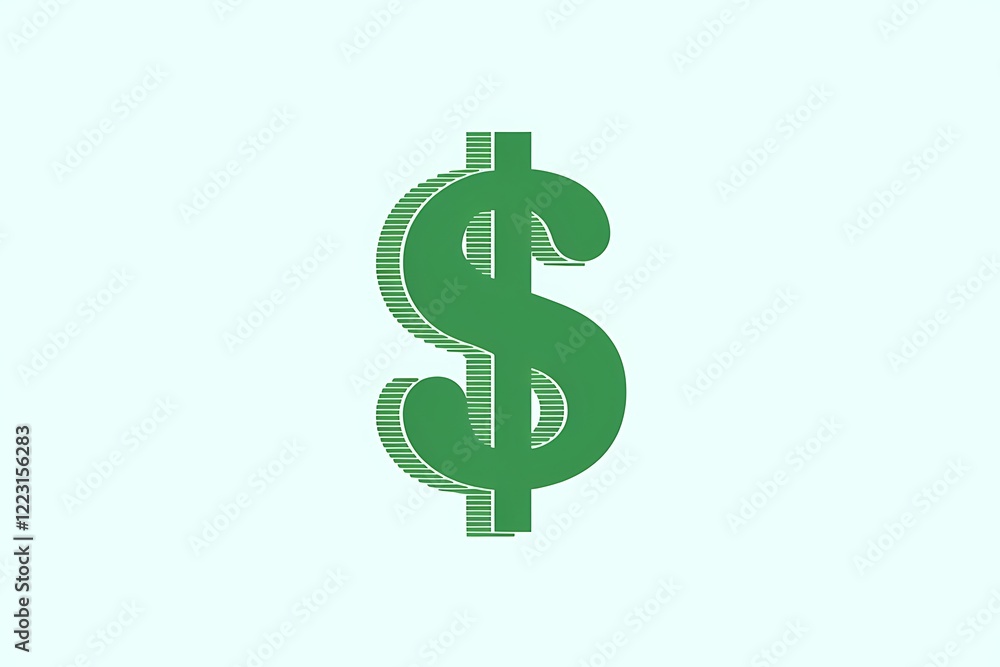 A stylized green dollar symbol is depicted. The design features a textured, threedimensional effect, suggesting financial prosperity and wealth. A stylized green dollar symbol is depicted. The design features a textured, threedimensional effect, suggesting financial prosperity and wealth.