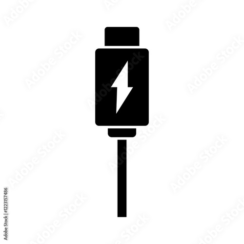 charging usb icon, simple flat style, pictogram logo symbol vector illustration, isolated on white for mobile app