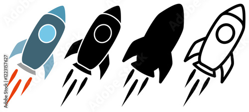 rocket icon, simple flat style, pictogram logo symbol vector illustration, isolated on white for mobile app