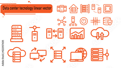 Data center tecnology linear vector