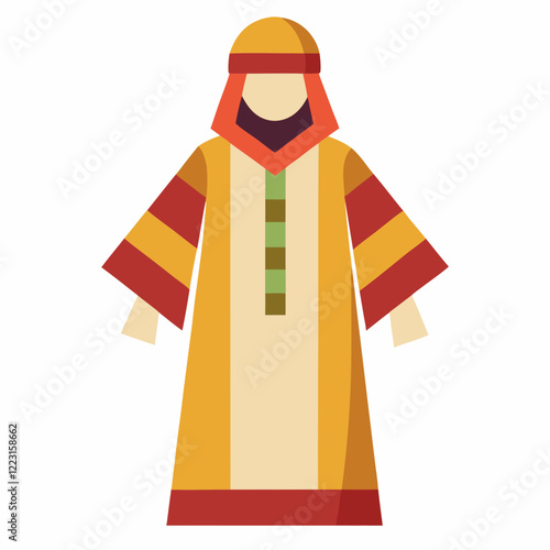 Classic Djellaba Silhouette on Plain White