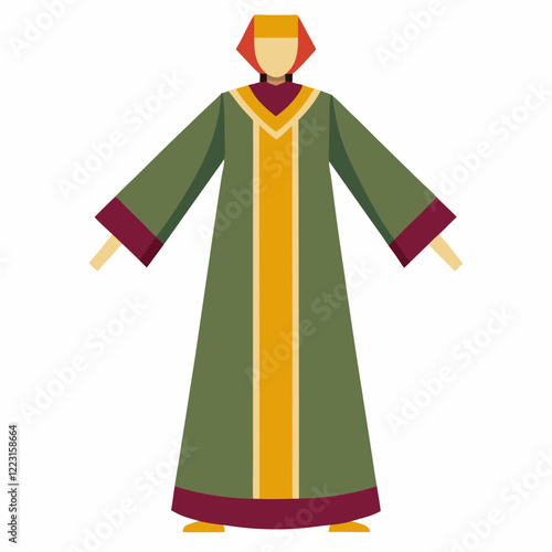 Classic Djellaba Silhouette on Plain White