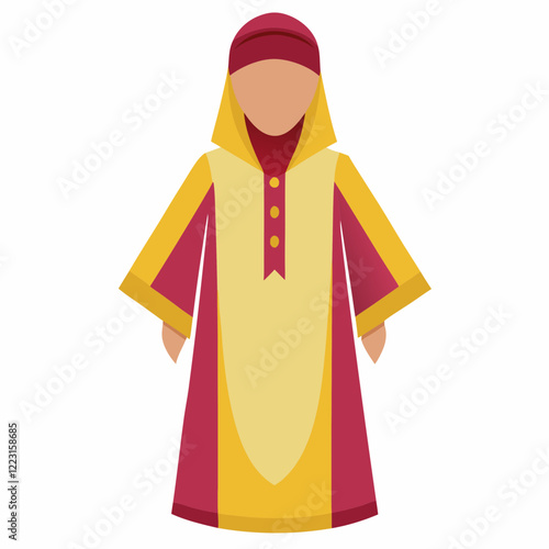 Classic Djellaba Silhouette on Plain White