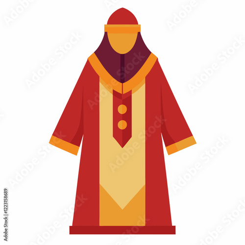 Classic Djellaba Silhouette on Plain White