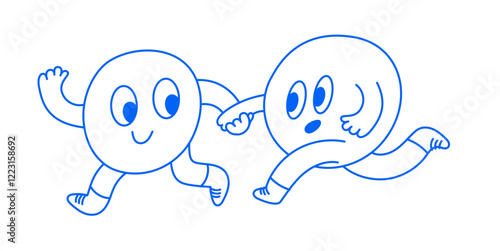 Vector logo design template and graphic element for advertising, branding, posters and banners, funny cartoon illustration with smiling characters and mascots, friends