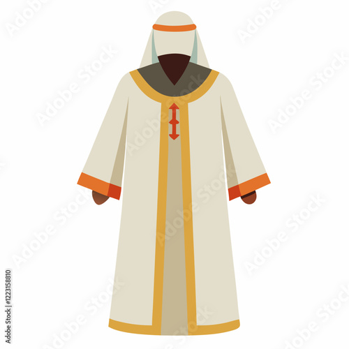 Classic Djellaba Silhouette on Plain White