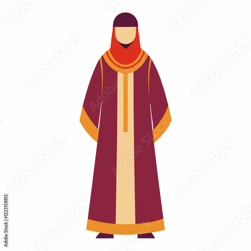 Classic Djellaba Silhouette on Plain White