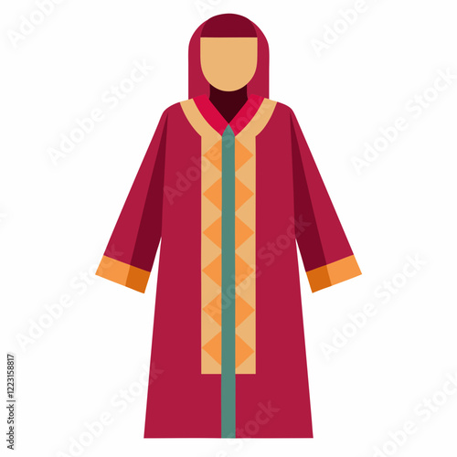 Classic Djellaba Silhouette on Plain White