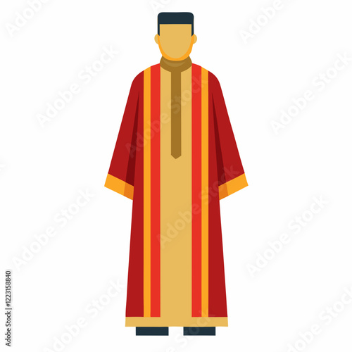 Classic Djellaba Silhouette on Plain White