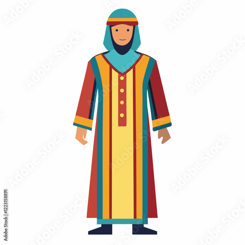 Classic Djellaba Silhouette on Plain White