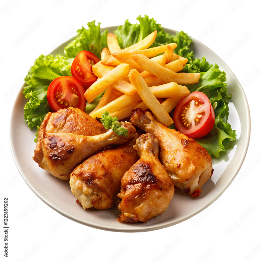 Small pieces of roasted chicken served on a plate Small pieces of roasted chicken served on a plate