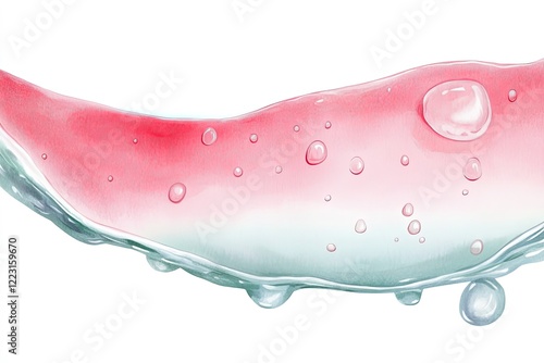 Close-up view of a vibrant watermelon slice with water droplets, showcasing freshness and summer vibes