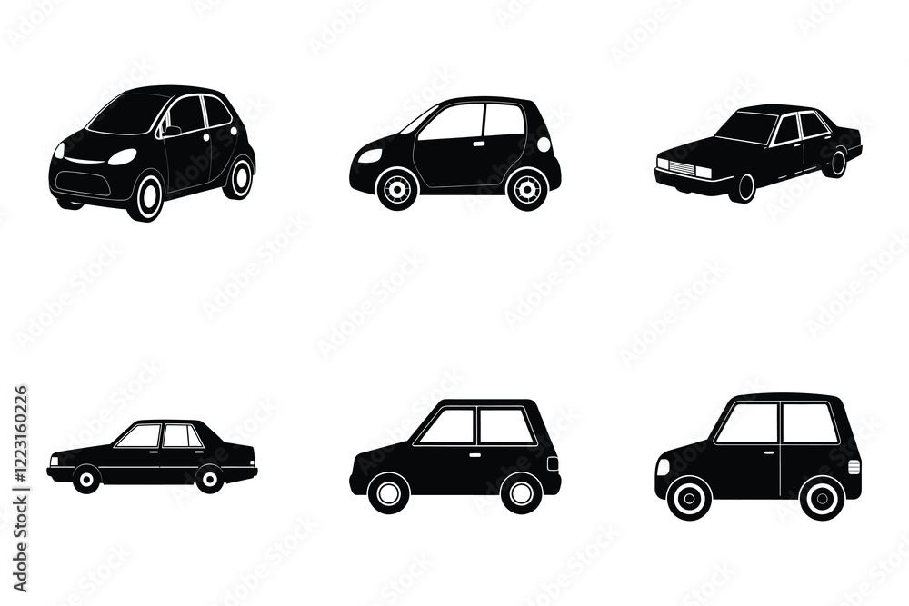 Naklejka premium Popular car silhouettes vector flat design isolated on white