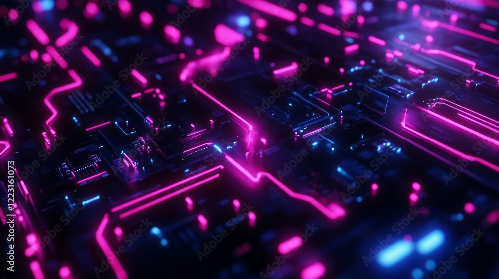 An illustration of the technological developments propelling artificial intelligence's influence on different industries is a close-up of a circuit board with glowing pink and blue chips. An illustration of the technological developments propelling artificial intelligence's influence on different industries is a close-up of a circuit board with glowing pink and blue chips.