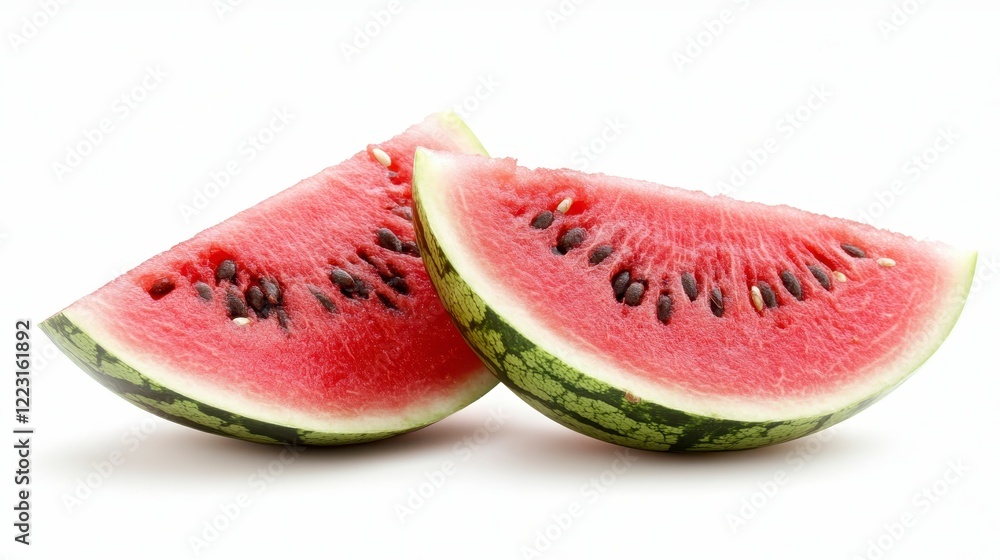 Juicy Slices of Watermelon Refreshing Summer Fruit Healthy Snack Two Pieces Juicy Slices of Watermelon Refreshing Summer Fruit Healthy Snack Two Pieces