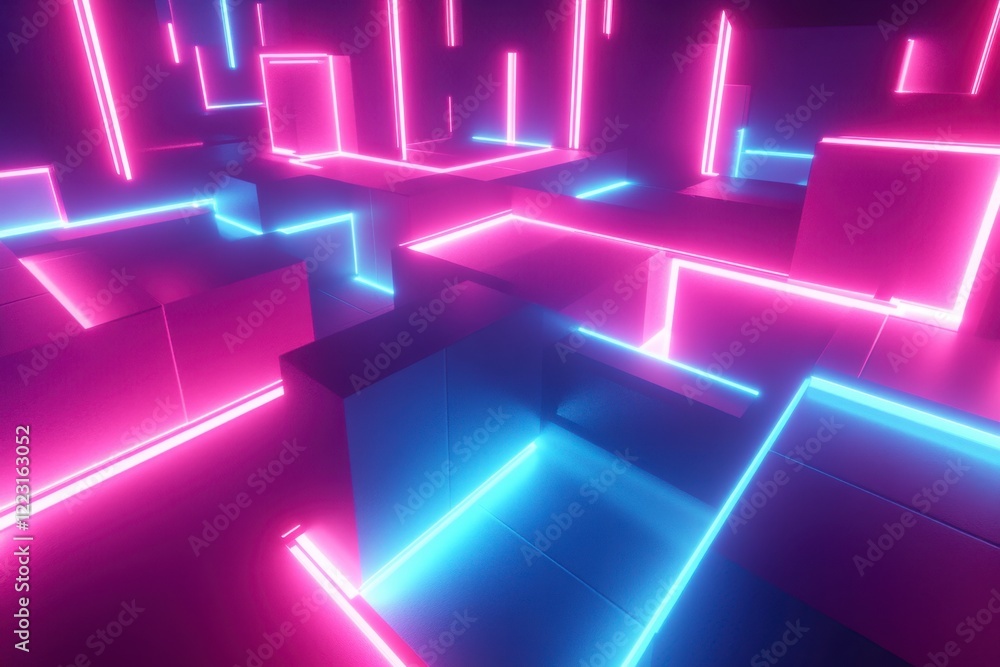 Abstract Neon Lights in Futuristic Digital Environment Background Abstract Neon Lights in Futuristic Digital Environment Background