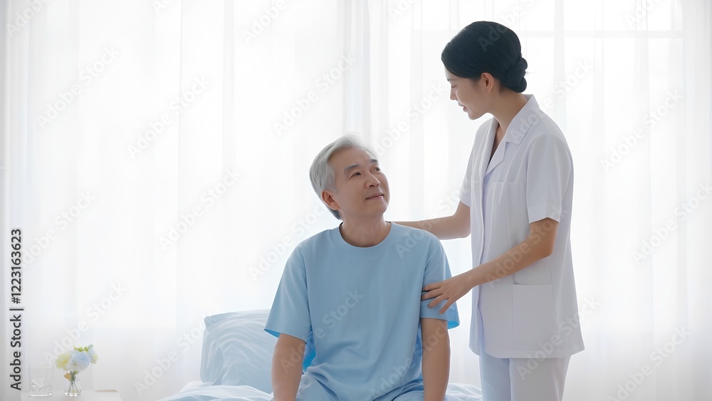 A sick person being cared by doctor. A sick person being cared by doctor.