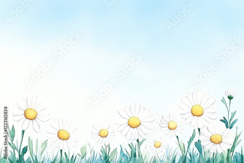A serene field of daisies under a clear blue sky, symbolizing peace and natural beauty