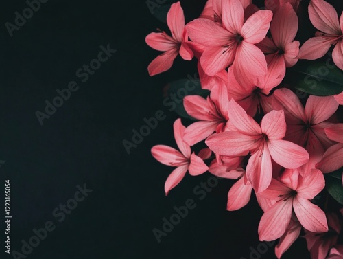 Pink Flowers on Black Background